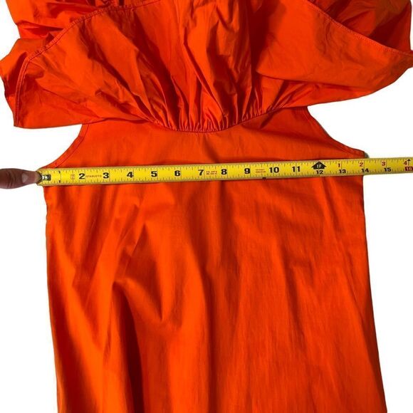 NEW WHIT TWO Anthropologie Flouncy Ruffle Midi Dress Orange XS Petite - Picture 11 of 15